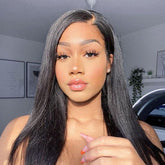 TT Hair Silky Straight 4x4 Pre-Cut Lace Closure Wig Human Hair Glueless Transparent Lace Wigs Natural Color