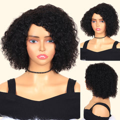 TT Hair Short Curly Wig Side Part Full Machine Made Wigs for Beginners No Glue No Gel