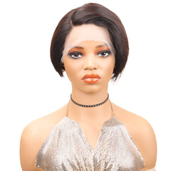 TT Hair Straight Pixie Cut Wigs Natural Black Short Hair 13x4x1 L Part Lace Wigs for Women