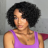 TT Hair Short Curly Wig Side Part Full Machine Made Wigs for Beginners No Glue No Gel