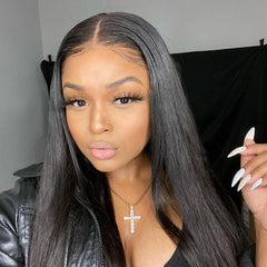 TT Hair Straight 13*6*1 T part Transparent Lace Front Human Hair Wigs Natural Color Wigs