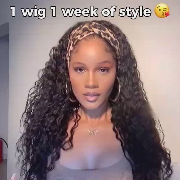 TT Hair Brazilian Water Wave Headband Wig Human Hair Glueless Machine Made Wigs