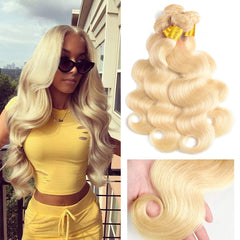 TT Hair 613 Blonde Hair Body Wave 4 Bundles Remy Human Hair Weaves Bleach Blonde Color