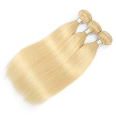 TT Hair 613 Blonde Straight Hair 3 Bundles With Lace Closure Colored Remy Human Hair Weave Bundles
