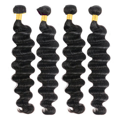 TT Hair Loose Deep Wave Hair Weaves 4 Bundles With 4X4 Lace Closure Unprocessed Human Hair