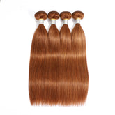 TT Hair Medium Auburn Color Straight Brazilian Hair 4 Bundles Remy Human Hair Extensions