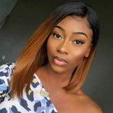 TT Hair Dark Roots Ombre Brown Bob Lace Front Wigs T1B/30 13X4 Lace Frontal Human Hair Wigs
