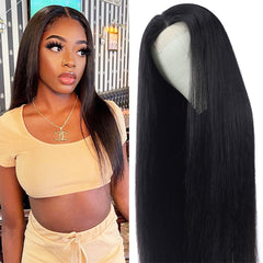 TT Hair Silky Straight 4x4 Pre-Cut Lace Closure Wig Human Hair Glueless Transparent Lace Wigs Natural Color