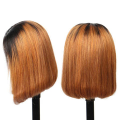 TT Hair Dark Roots T1B/30 Human Hair Bob Wigs With Baby Hair  Bob Pre-Cut 4X4 Closure Wigs