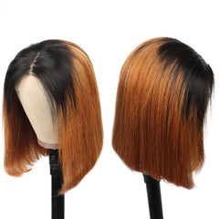 TT Hair Dark Roots T1B/30 Human Hair Bob Wigs With Baby Hair  Bob Pre-Cut 4X4 Closure Wigs