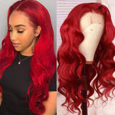 TT Hair Body Wave Lace Front Wig Red Color 13X4 Lace Frontal Wigs With Baby Hair