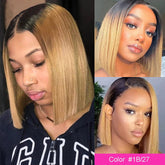 TT Hair Dark Roots Ombre Honey Blonde 13x4 Lace Human Hair Wigs T1B/27 Bob Lace Front Wigs Pre Plucked