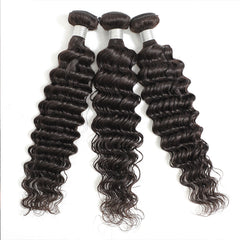 TT Hair Deep Wave Hair Bundles Remy Human Hair Weaves Natural Black Color 3Pcs Bundles for Sale