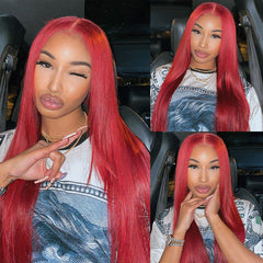 TT Hair Red Color Straight Lace Front Human Hair Wigs Remy Hair 13X4 Lace Front Wig
