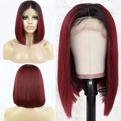TT Hair Dark Roots T1B/99J Bob Lace Front Wigs Ombre Color Wigs 13x4 Bob Wig Remy Human Hair