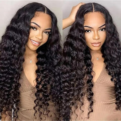 TT Hair Deep Wave Natural Color 13*6*1 T part Transparent Lace Front Human Hair Wigs