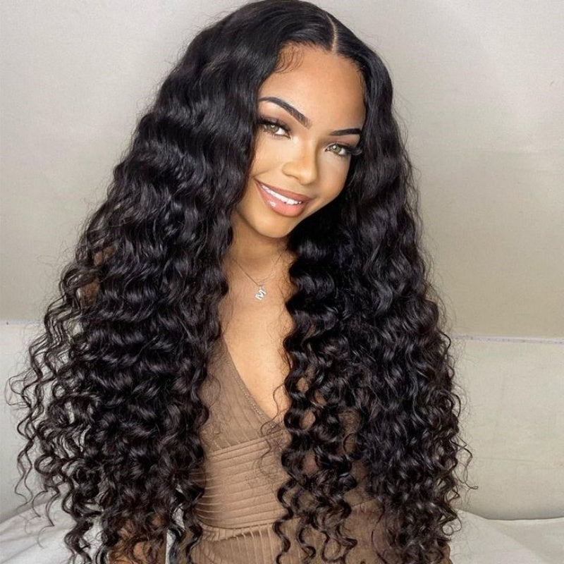 TT Hair Deep Wave Natural Color 13*6*1 T part Transparent Lace Front Human Hair Wigs