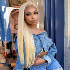 TT Hair 613 Blonde Lace Front Wigs Human Hair Brazilian Straight Transparent 13x4 Lace Frontal Wig