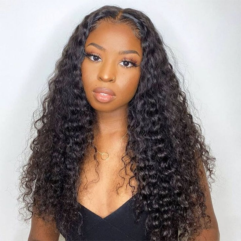 TT Hair Deep Wave Natural Color 13*6*1 T part Transparent Lace Front Human Hair Wigs