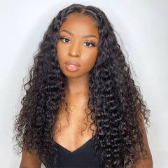 TT Hair Deep Wave Natural Color 13*6*1 T part Transparent Lace Front Human Hair Wigs