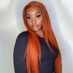 TT Hair Orange Ginger 13x4 Lace Front Wigs Straight Remy Human Hair Wig Transparent Lace Wigs