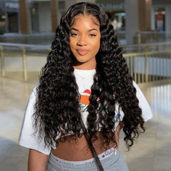 TT Hair Deep Wave Natural Color 13*6*1 T part Transparent Lace Front Human Hair Wigs