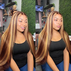TT Hair Balayage Color 13x4 Straight Highlight Lace Front Wigs Remy hair Human Hair Wigs