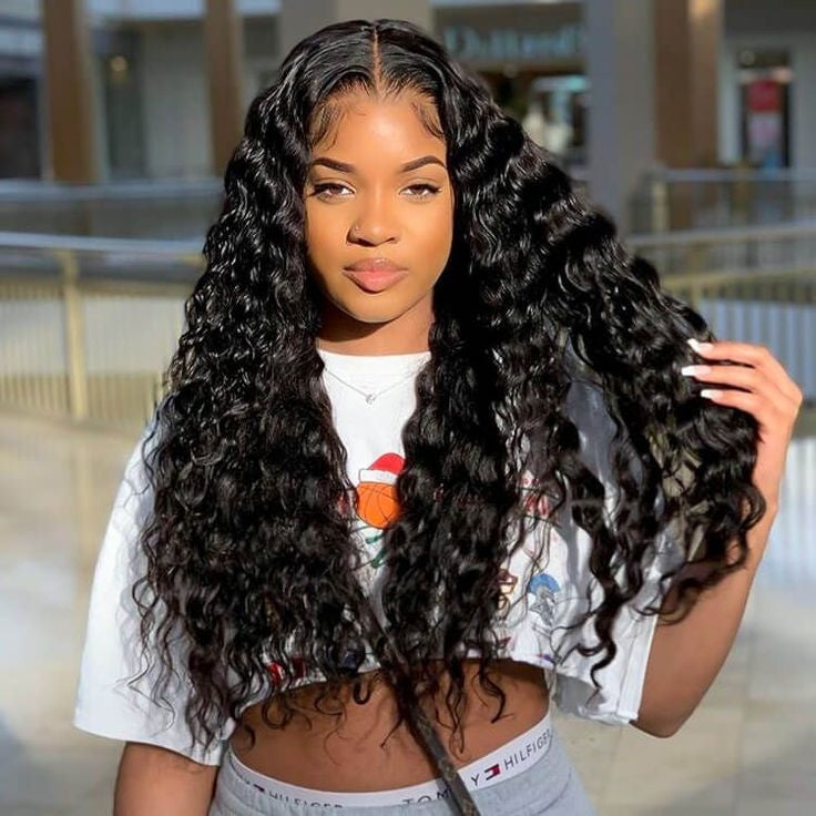 TT Hair Loose Deep Wave Wig 13x4 Lace Front Human Hair Wigs 180% Density Lace Frontal Wigs