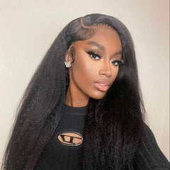 TT Hair Kinky Straight Lace Front Wigs Human Hair 13X4 Lace Frontal Wig Natural Hair line 10-30 Inch