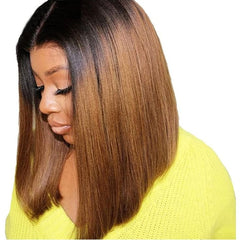 TT Hair Ombre Color Human Hair Bob Wigs Dark Roots T1B/27 4X4 Pre-Cut Lace Closure Bob Wigs With Baby Hair