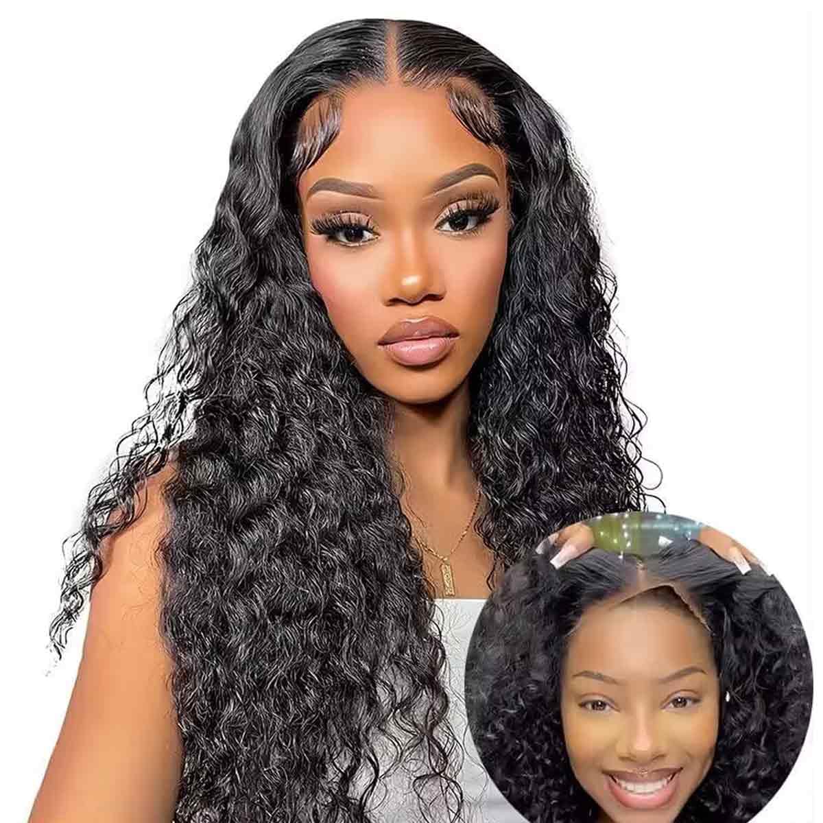 TTHair Deep Wave Glueless Wigs 5x5 Lace Closure Wigs Human Hair Pre Plucked Pre Cut Ready To Wear Wigs