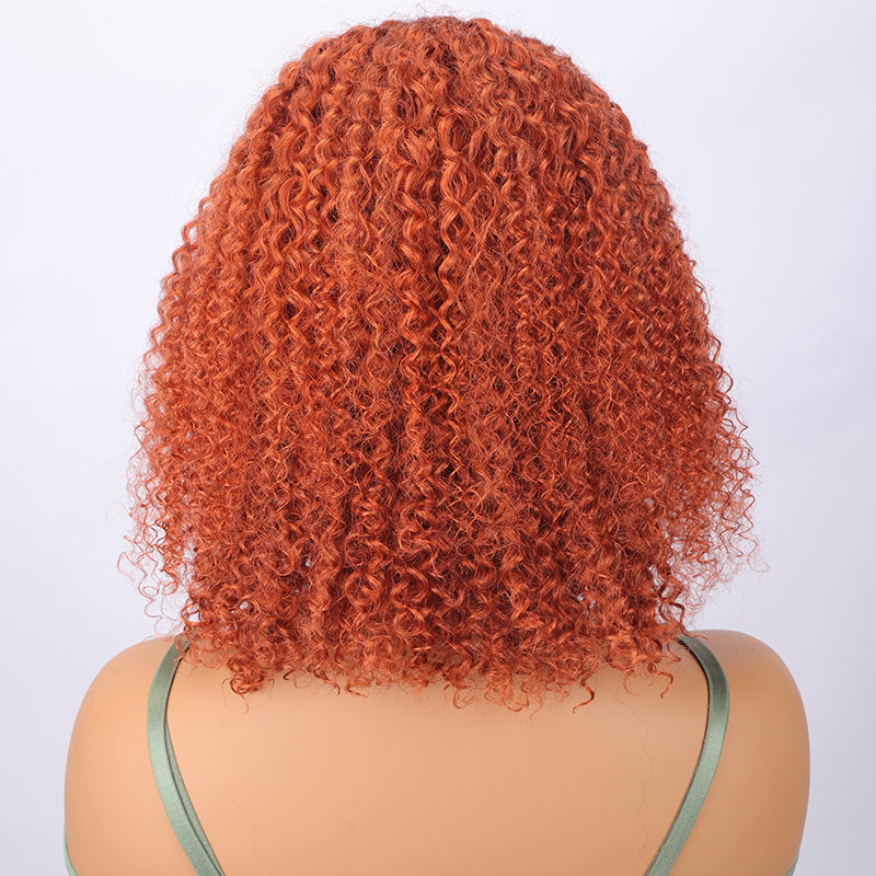 TT Hair Orange Ginger Curly Bob Wig Human Hair 13x6x1 T part Lace Front Wigs Short Bob Wigs