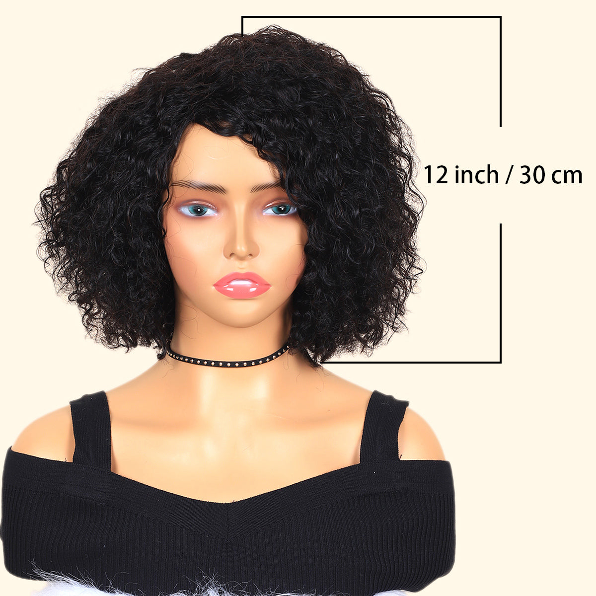 TT Hair Short Curly Wig Side Part Full Machine Made Wigs for Beginners No Glue No Gel