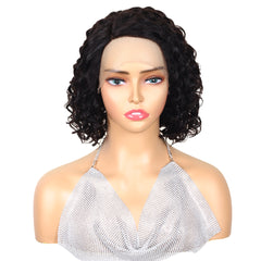 TT Hair Short Water Curly Bob Wigs Natural Black L Part 13x5x1 Lace Front Wigs for Women