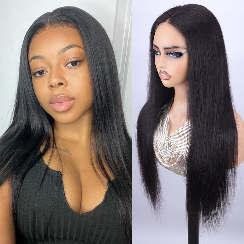 TT Hair Straight Hair 5x5 Glueless Wig Human Hair Pre Cut Lace Closure Wig