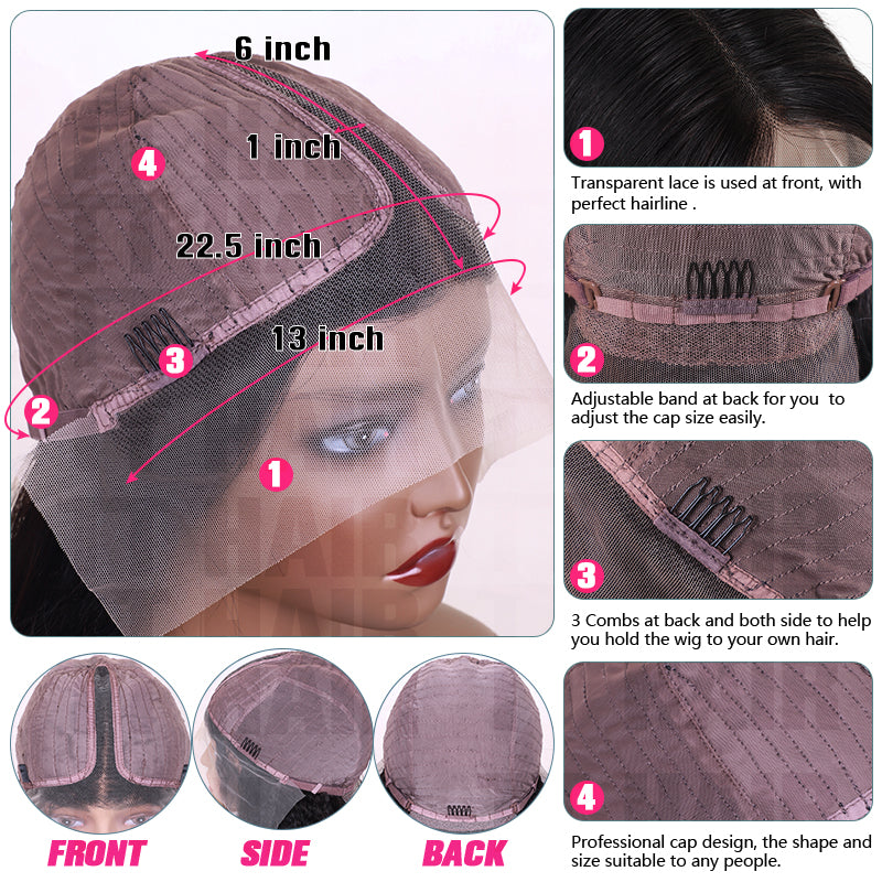 TT Hair Straight 13*6*1 T part Transparent Lace Front Human Hair Wigs Natural Color Wigs