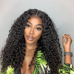 TT Hair U Part Glueless Wigs Brazilian Curly Human Hair Wigs Natural Color No Lace No Gel