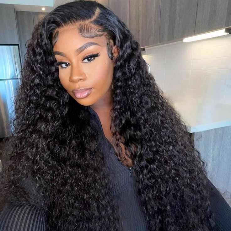 TT Hair Water Wave Lace Front Human Hair Wigs Natutal Color Wet And Wavy 13X4 Lace Frontal Wigs