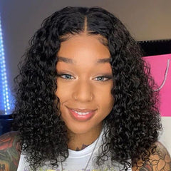 TT Hair Water Wave Short Bob Human Hair Wigs For Women Natural Color 13x4 Lace Front Bob Wig