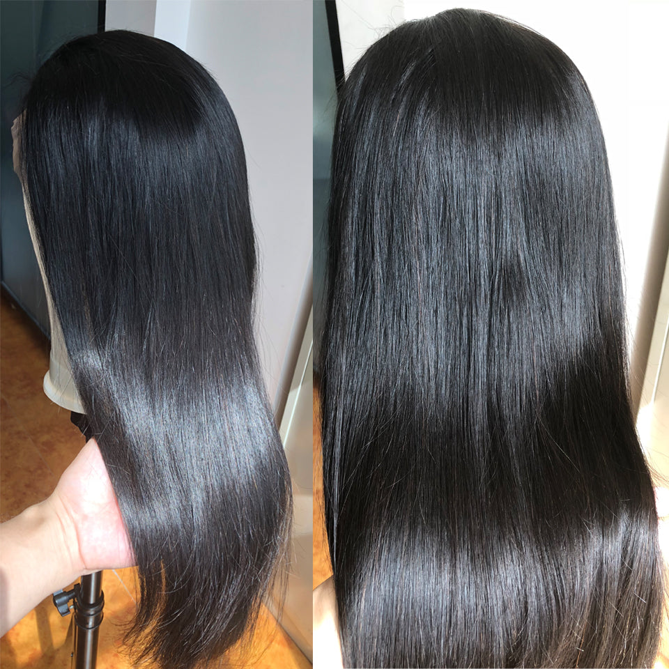 TT Hair 100% Human Hair Straight Lace Front Wig Transparent 13X4 Lace Frontal Wigs