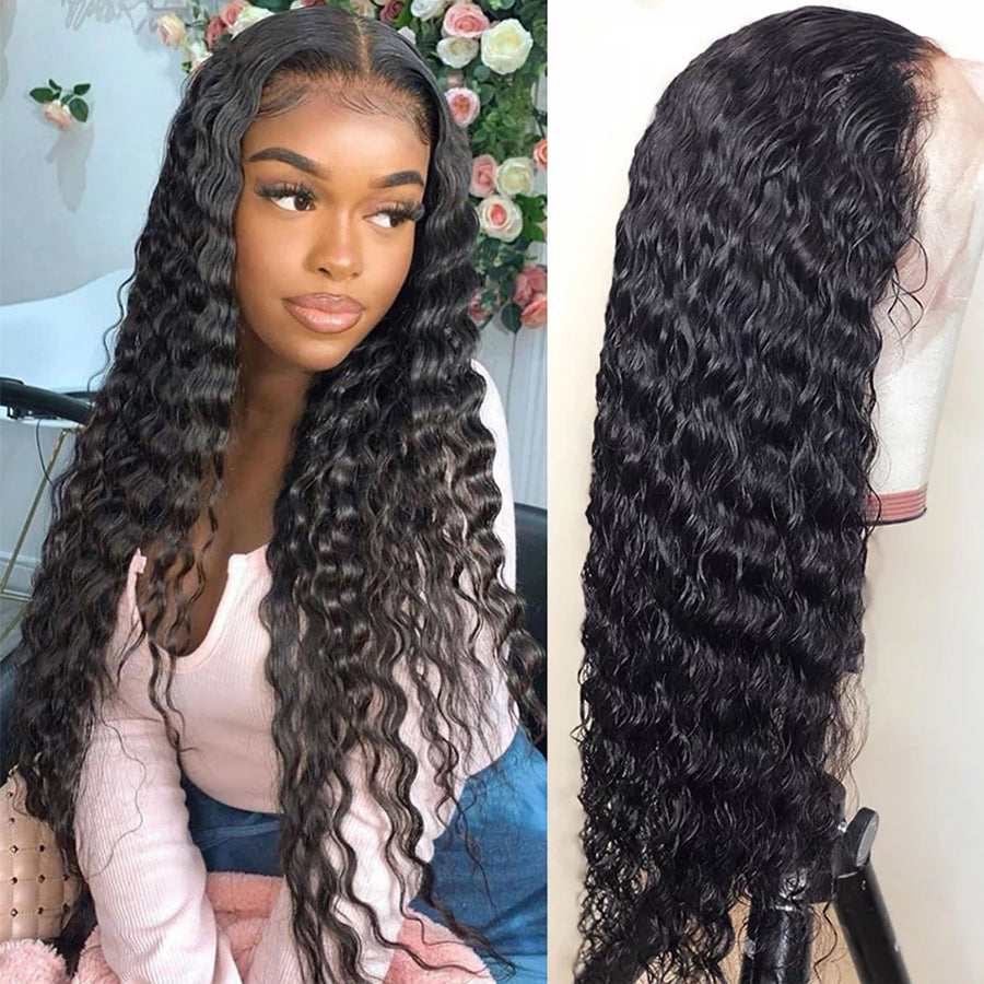 TT Hair 100% Brazilian Human Hair 13x4 Lace Frontal Wig Deep Wave 10-30 Inch Free Shipping