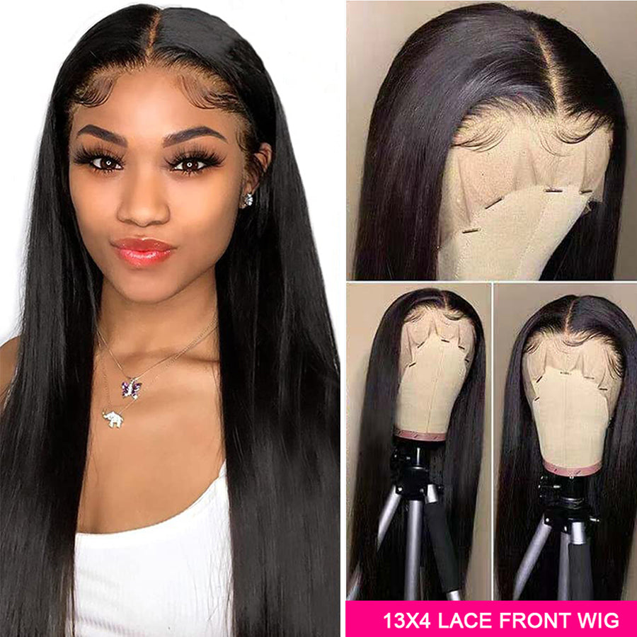 TT Hair 100% Human Hair Straight Lace Front Wig Transparent 13X4 Lace Frontal Wigs