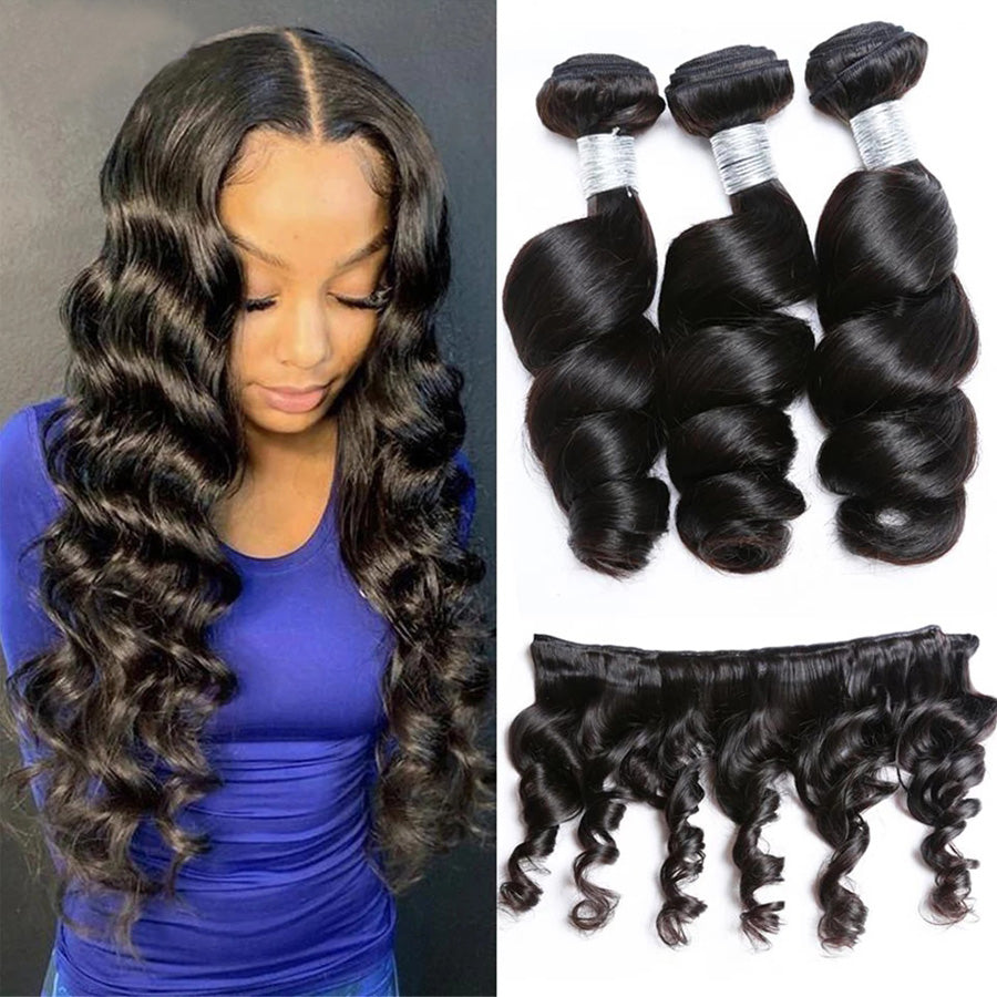 TT Hair 100% Remy Human Hair Weaves Loose Wave Hair Bundles 3 PCS