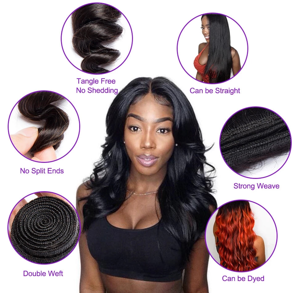 TT Hair 100% Remy Human Hair Weaves Loose Wave Hair Bundles 3 PCS