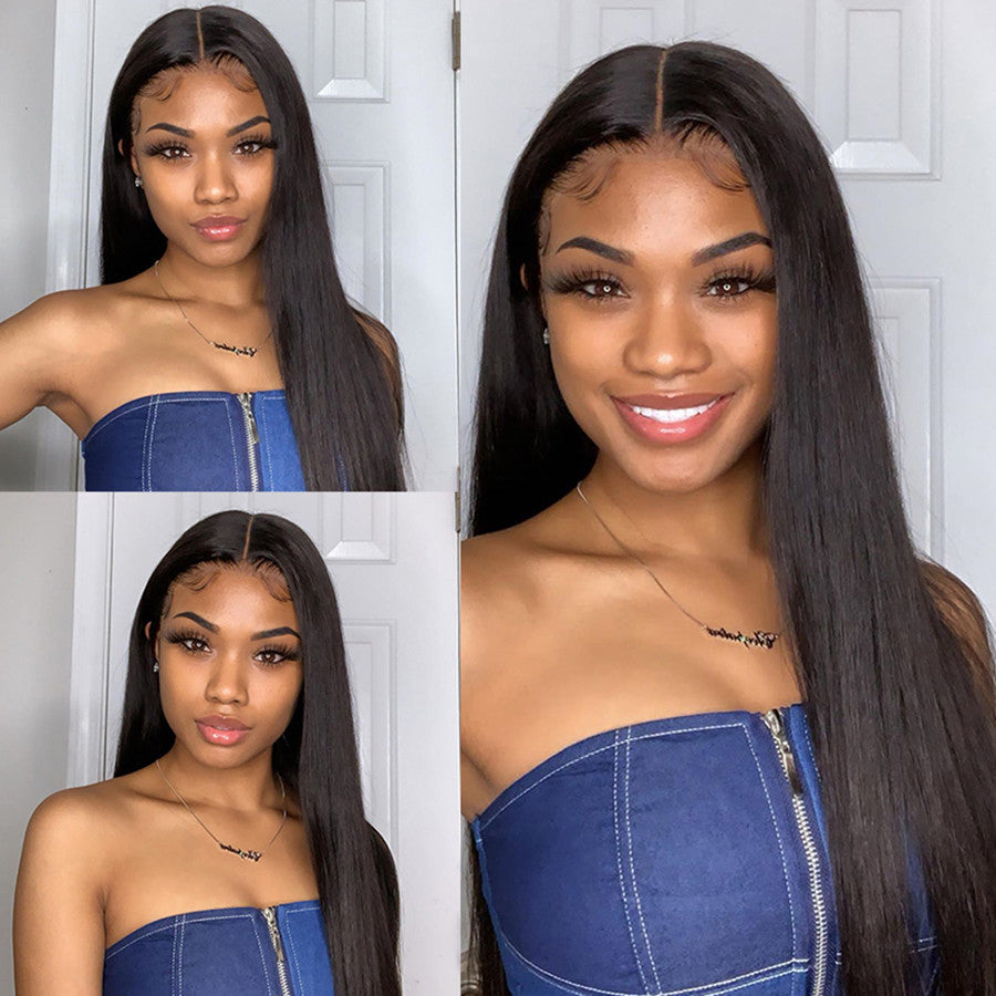 TT Hair 100% Human Hair Straight Lace Front Wig Transparent 13X4 Lace Frontal Wigs