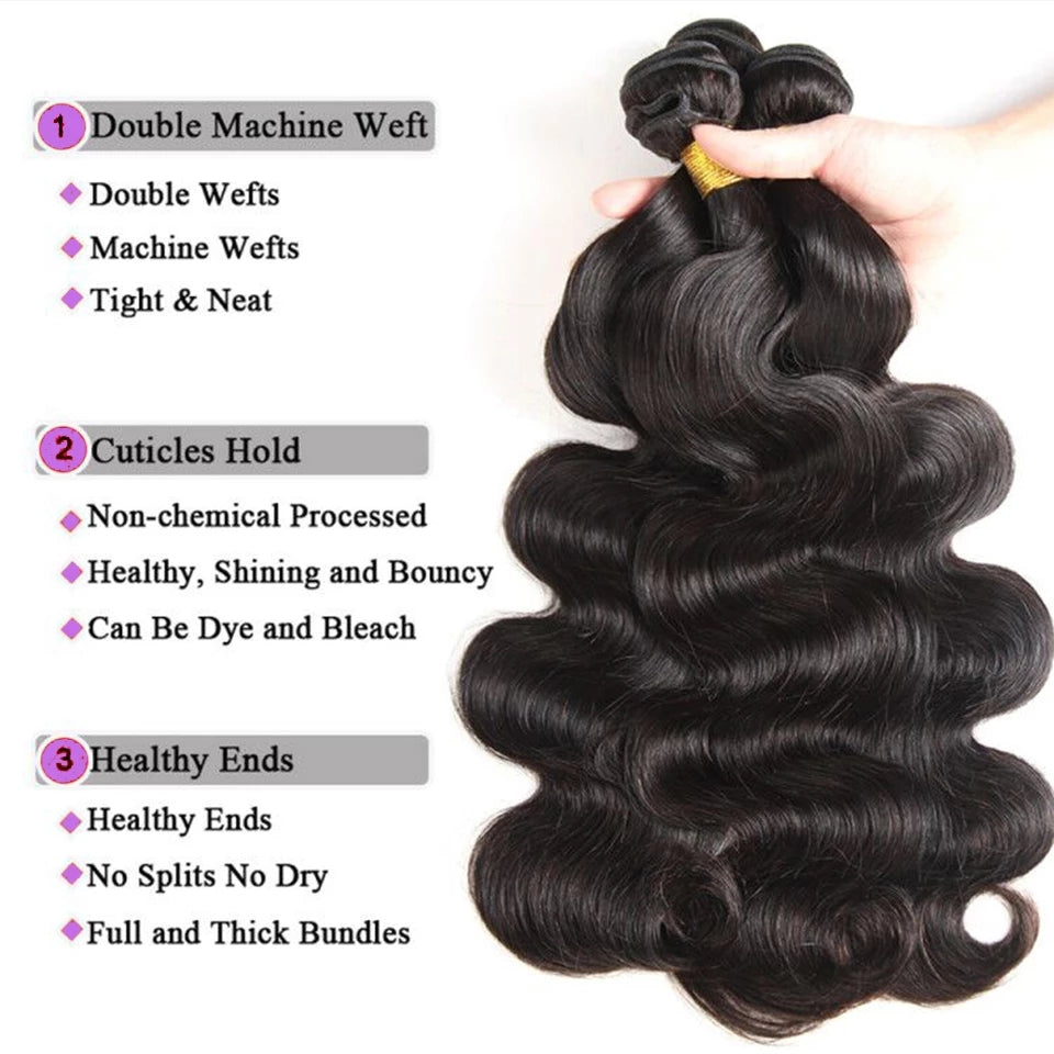 TT Hair Body Wave 4PCS Bundles With 4X4 Lace Closure Human Hair Remy Hair Bundles With Lace Closure