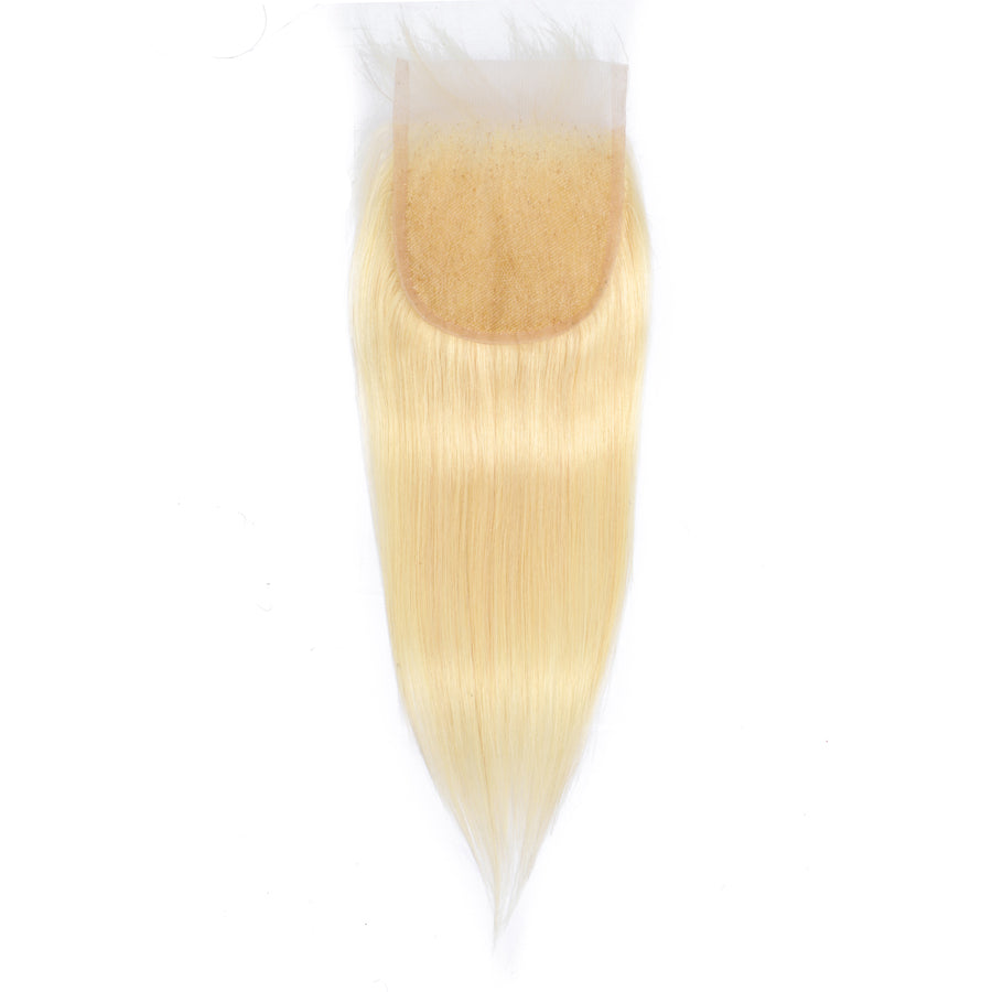 TT Hair 613 Blonde Bundles With Closure Straight Remy Human Hair 4 Bundles With 4x4 Lace Closure