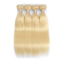 TT Hair 613 Blonde Bundles With Closure Straight Remy Human Hair 4 Bundles With 4x4 Lace Closure