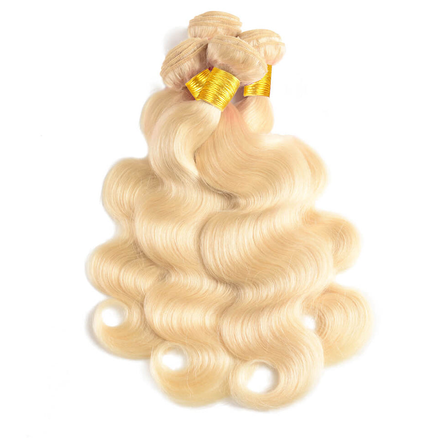 TT Hair 613 Blonde Hair Bundles With Closure Remy Hair Body Wave 4 Bundles With 4X4 Lace Closure