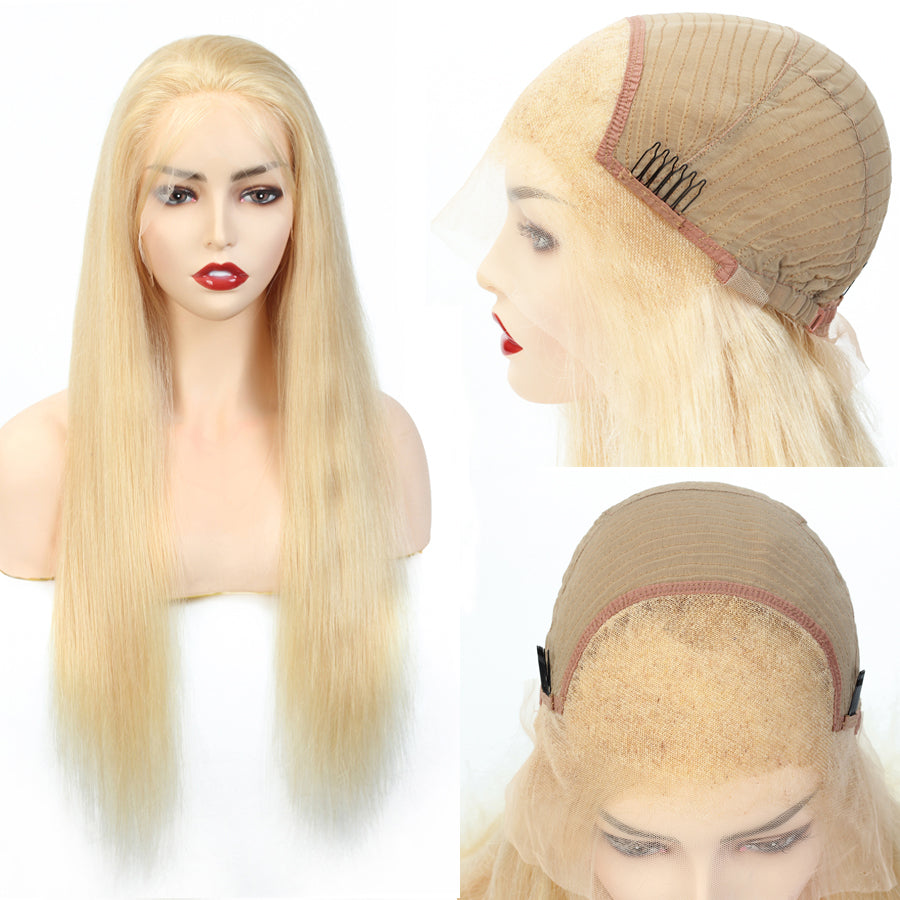 TT Hair 613 Blonde Lace Front Wigs Human Hair Brazilian Straight Transparent 13x4 Lace Frontal Wig